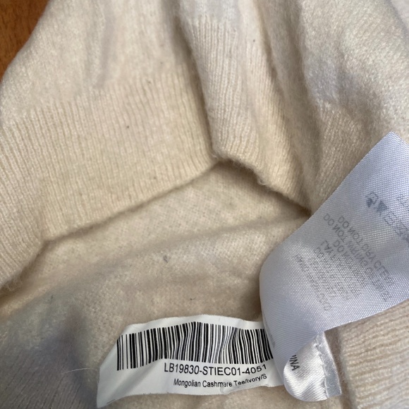 White Quince Mongolian Cashmere Tee Short Sleeve Sweater Small - Picture 10 of 10